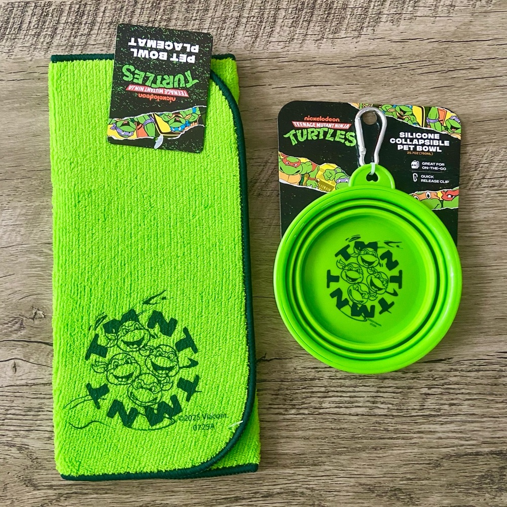 Nickelodeon TMNT Green Pet Bowl and Placemat
